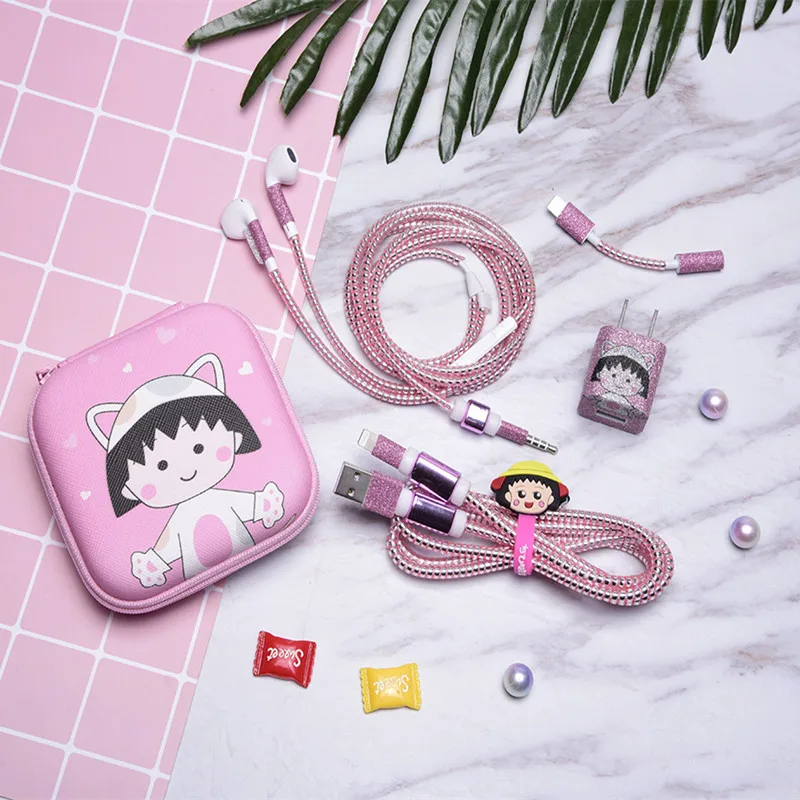 style 11 Мультяшный usb-кабель протектор для наушников с коробка для наушников кабель Стикеры для намотки спиральный usb-шнур с зарядным устройством для iphone 5 6 7 8 плюс - Цвет: style 11