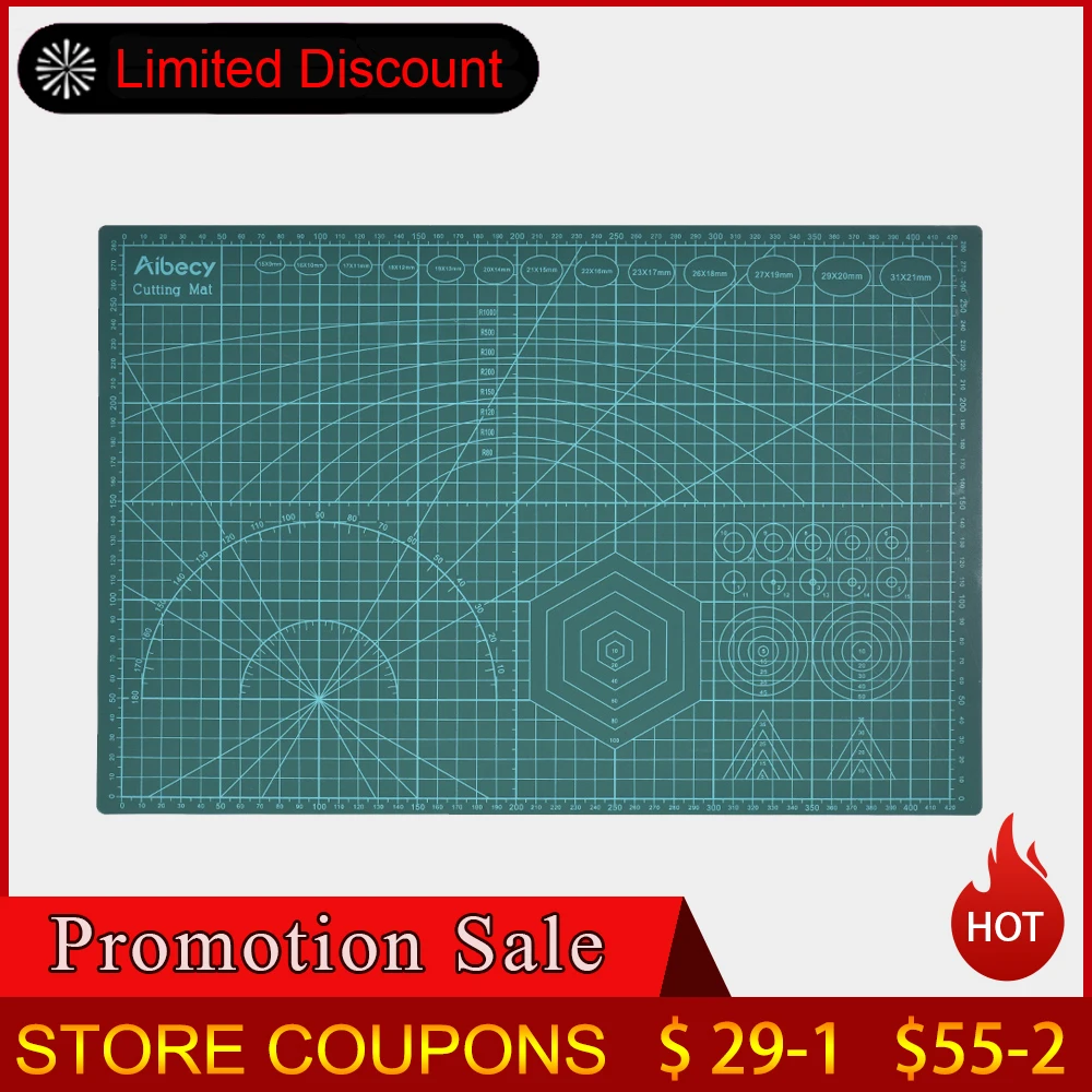 

Aibecy A3 Cutting Mat PVC Patchwork Tools Manual DIY Tool Cutting Board Available Self-healing Cutting Pad 30cm* 45cm* 3mm Green