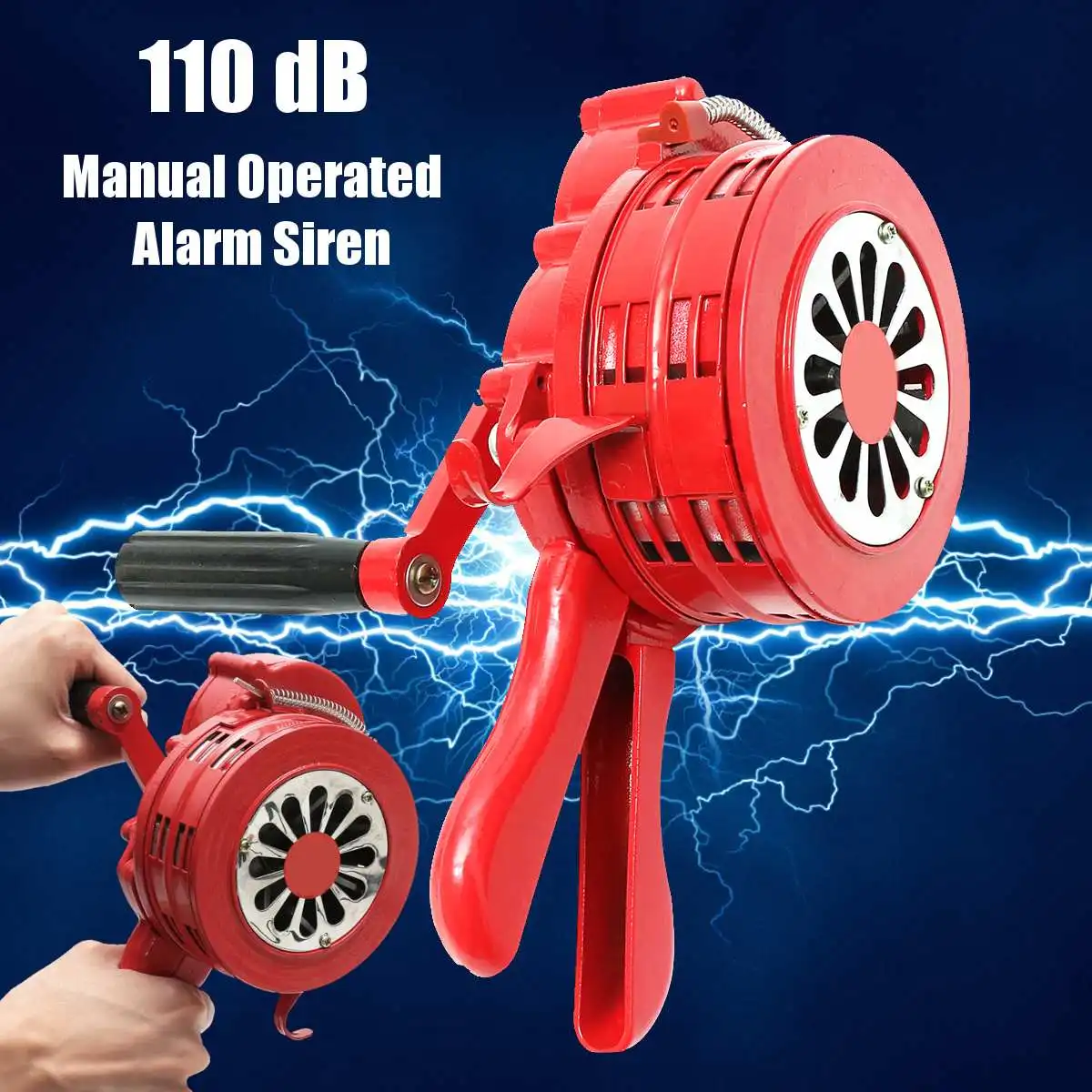 

4.5Inch Red Aluminium Alloy Handheld Manual Operated Security Alarm Air Raid Buzzer Portable Safety