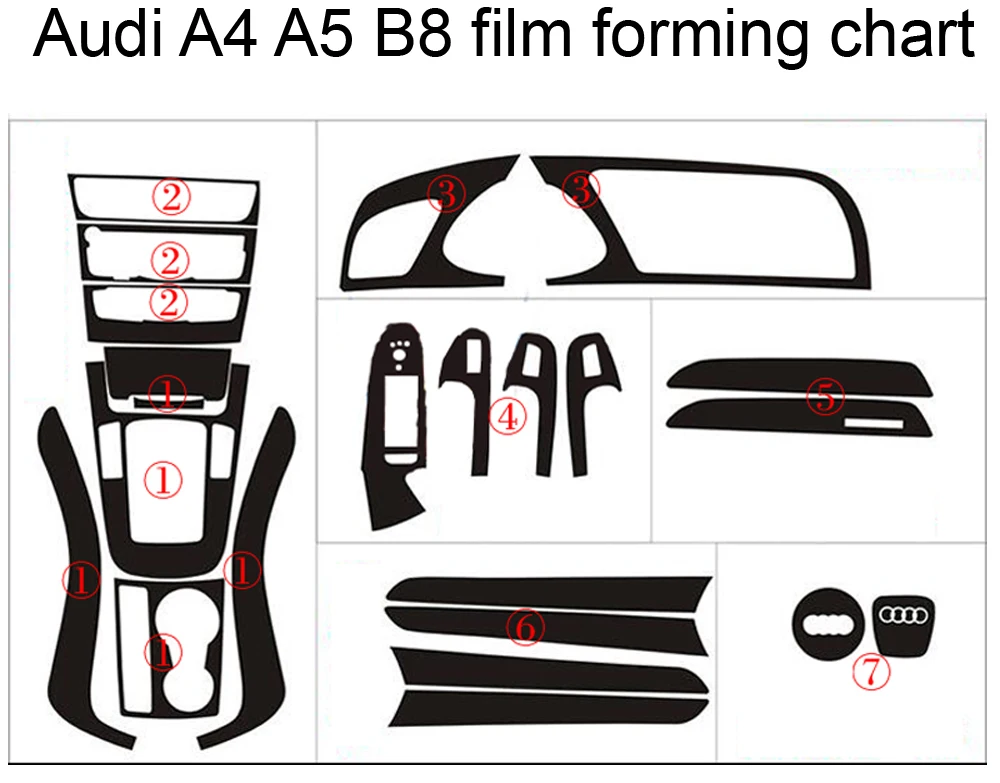 Для Audi A4 A5 B8 2009- внутренняя Центральная панель управления дверная ручка 3D/5D наклейки из углеродного волокна наклейки аксессуары для стайлинга автомобилей