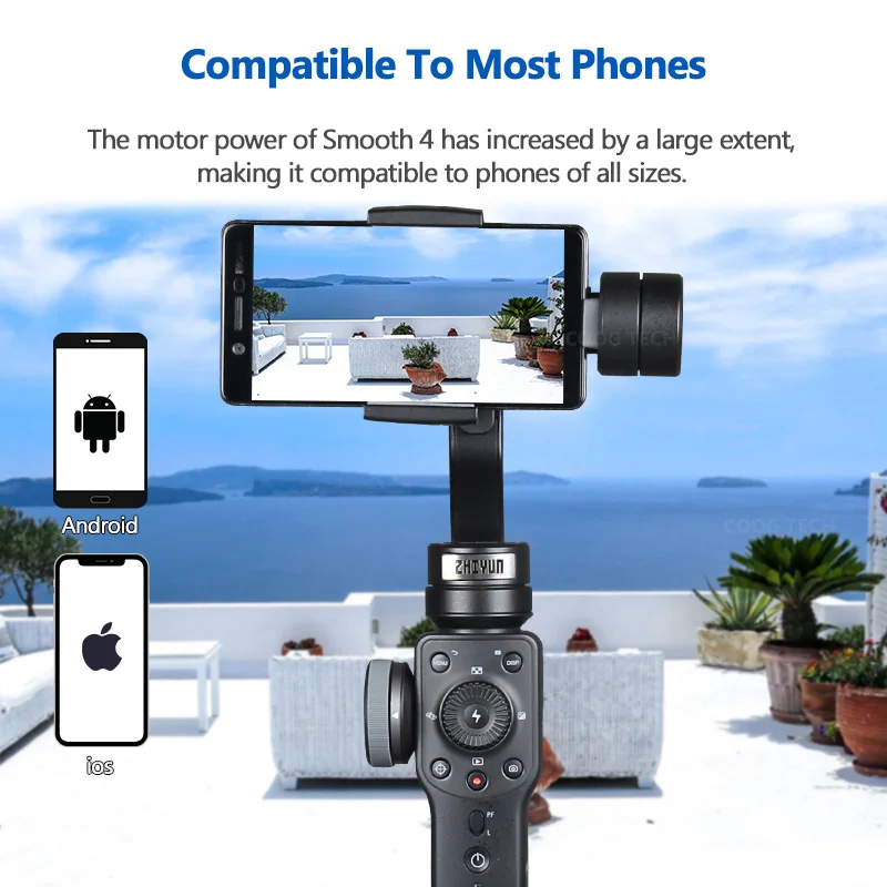 Ручной 3 осевой Бесщеточный Стабилизатор Zhiyun Smooth 4 для iPhone X Xs Samsung gopro hero 7 6 PK DJI Osmo