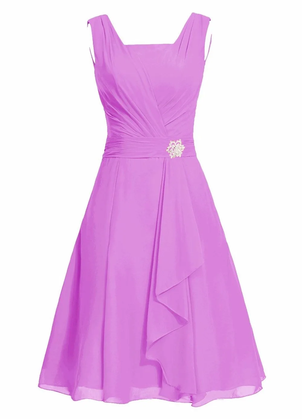 Waulizane Elegant Chiffon A-Line Prom Dresses Zipper Sleeveless Formal Dresses 16 colors Available Customs Made Regular Sleeve