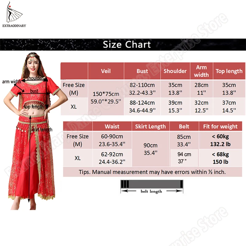 5 шт. Женский шифоновый костюм с юбкой и поясом|dance costumes for women|indian belly dance costumebelly |