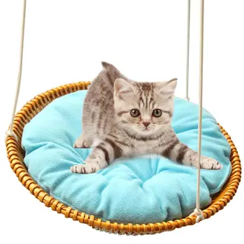 

Cat Hammock Bed Pet Removable Cosy Non-Toxic Cushion Straw Climbing Bed Warm Soft Hanging Cushion Bench Hammock Hanging Cat Bed