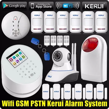 

DHL/EMS Freeshipping KERUI Wireless APP WIFI Alarm System GSM PSTN Home 433MHz RFID+720P IP Camera Wireless Smoke Detector