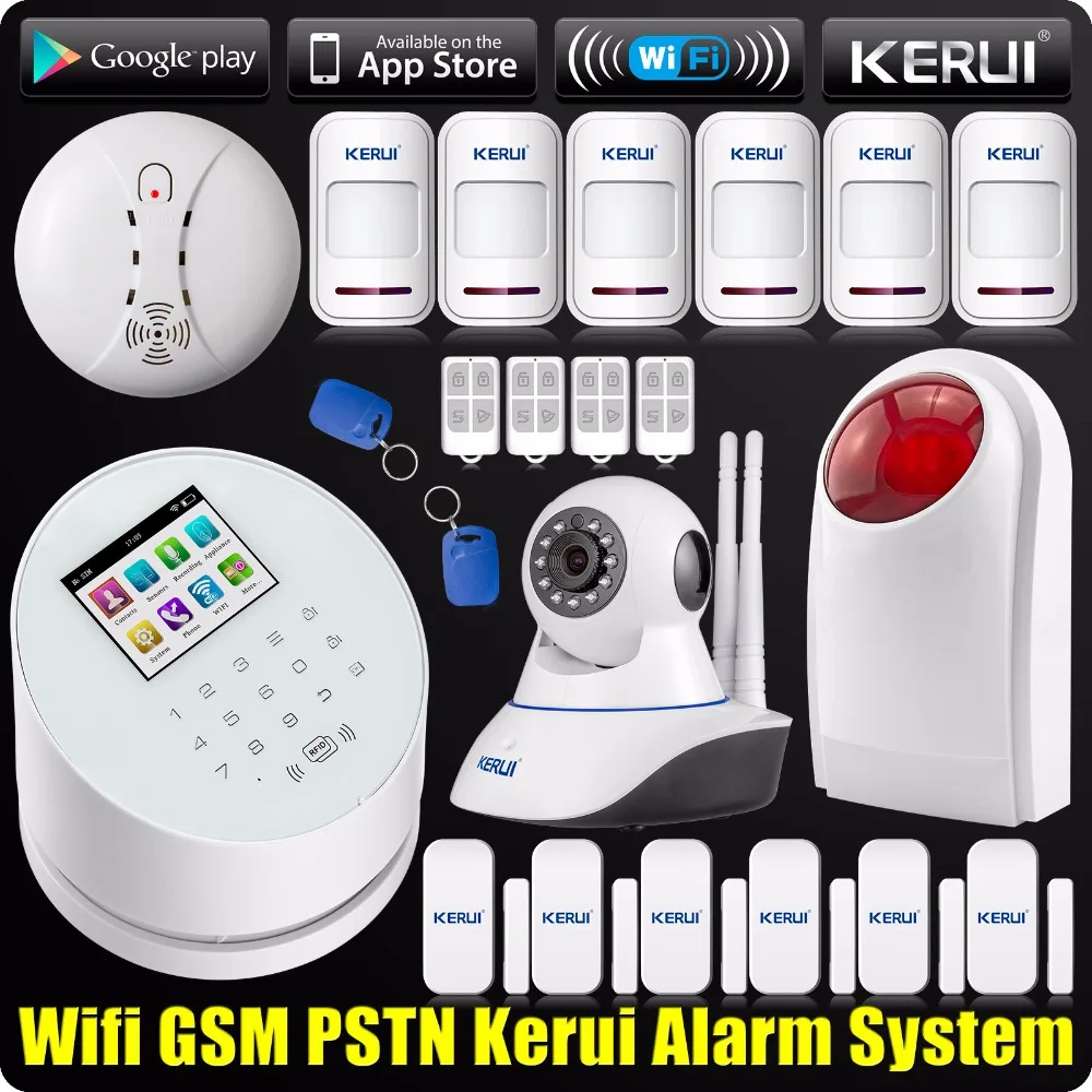 bilder für DHL/EMS Freeshipping KERUI Wireless APP WIFI Alarmanlage GSM PSTN Hause 433 MHz RFID + 720 P IP kamera Drahtlose Rauchmelder bilder für DHL/EMS Freeshipping KERUI Wireless APP WIFI Alarmanlage GSM PSTN Hause 433 MHz RFID + 720 P IP kamera Drahtlose Rauchmelder
