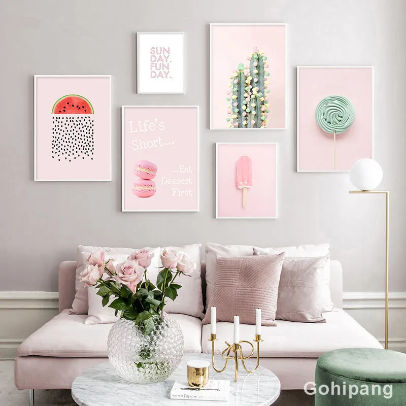 

Pink Candy Lollipop Food Picture Fashion Nursery Poster Indie Pop Canvas Wall Art Print Painting Modern Room Decoration Cuadros