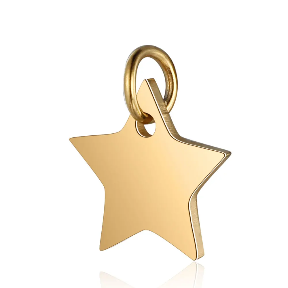 

30pcs/Lot Stainless Steel Gold Color Love Hearts Star Charms Pendants for Making Necklace Bracelet