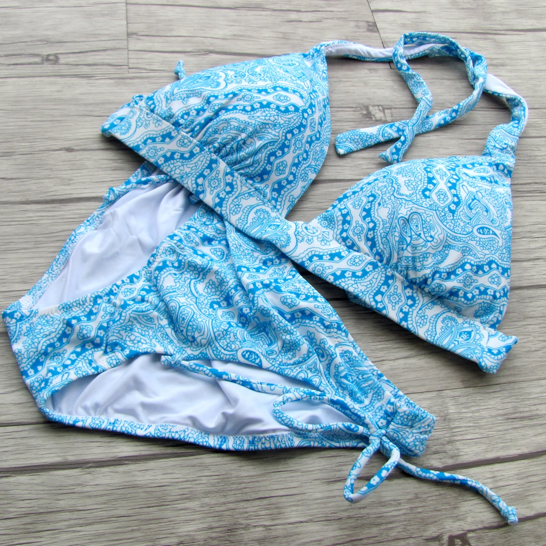 

Blue Bikini women Sexy Bikinis 2017 Secret Design Swimwear Swimsuit Biquini Bathing Suit Low Waist Wirt Free Print biquinis