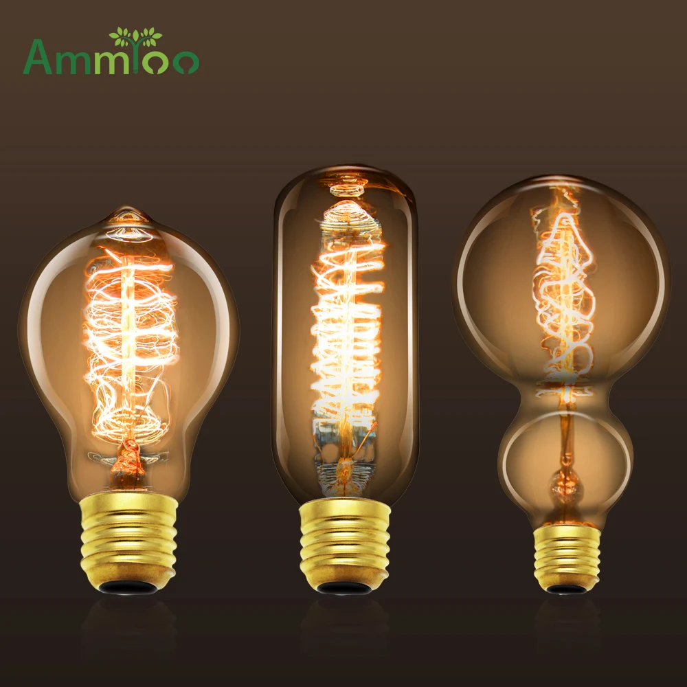 Винтажная Ночная лампа Luminaria LED накаливания Edsion E27 A19 G80 G95 G125 ST64 T45 T10 220V Ретро для