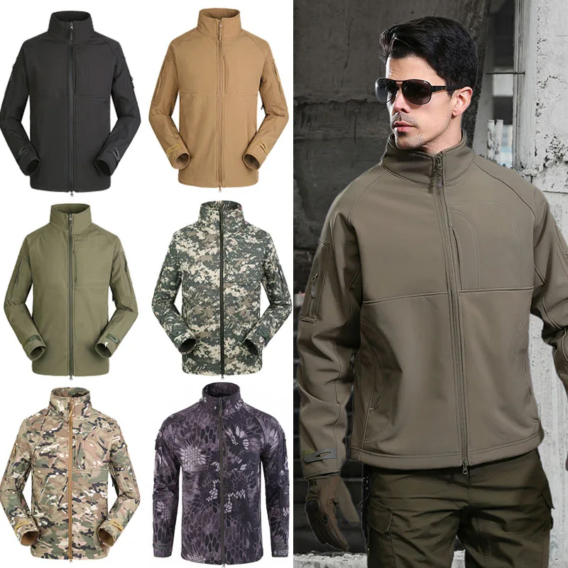 

2019 Men Camouflage Hunting Clothes Military Coats Waterproof Outdoor Hiking Jackets Military Tactical Windproof Coat Softshell