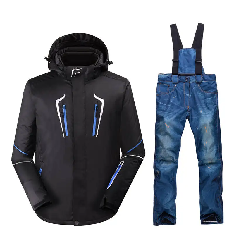 Костюм для сноуборда на открытом воздухе, дышащая водонепроницаемая одежда, мужская лыжная куртка+ теплые штаны с нагрудником, комплект зимней спортивной лыжной куртки и штанов - Цвет: Q1