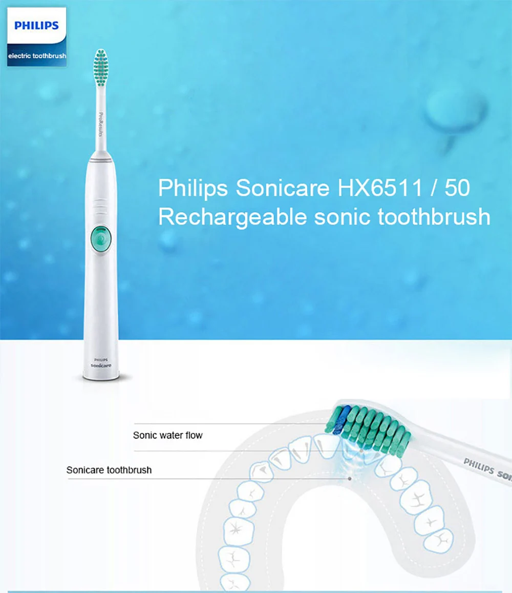 Philips sonacare Электрический Зубная щётка HX6511 Интеллектуальный сроки Батарея индикатор для взрослых 31000 beats/минуту 110-220 В