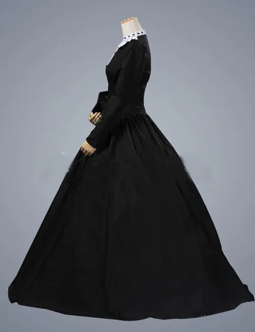 2014-Elegant-Black-Classical-Long-Sleeve-Vintage-Renaissance-Gothic-Victorian-Dress-Civil-War-Victorian-Ball-Gowns