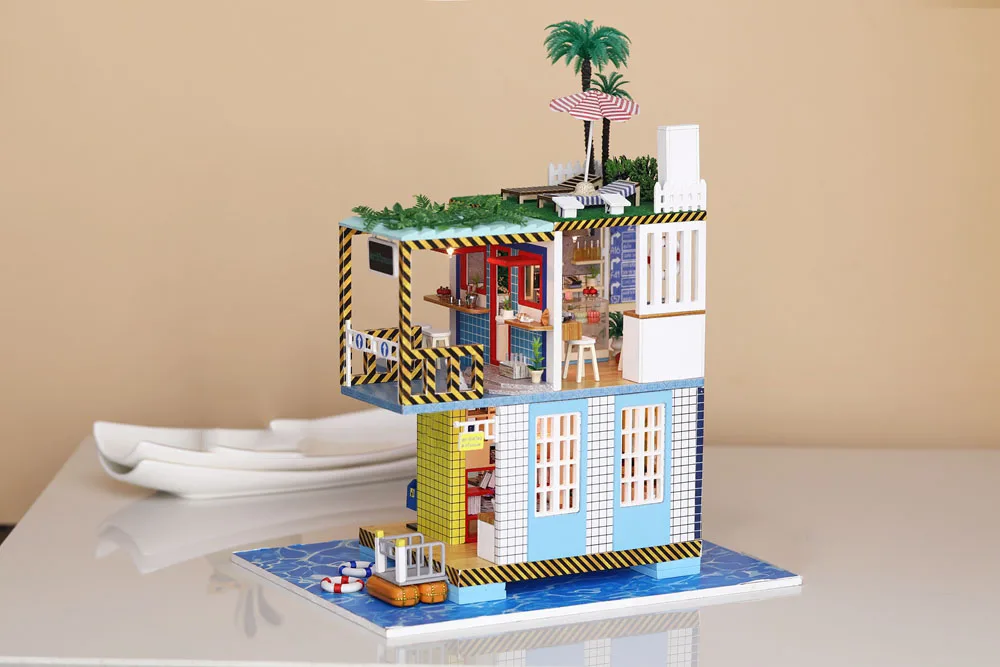 Diy миниатюрный деревянный кукольный домик Миниатюрный сборный кукольный дом мебель модель наборы ручная головоломка игрушка для детей подарок на день рождения