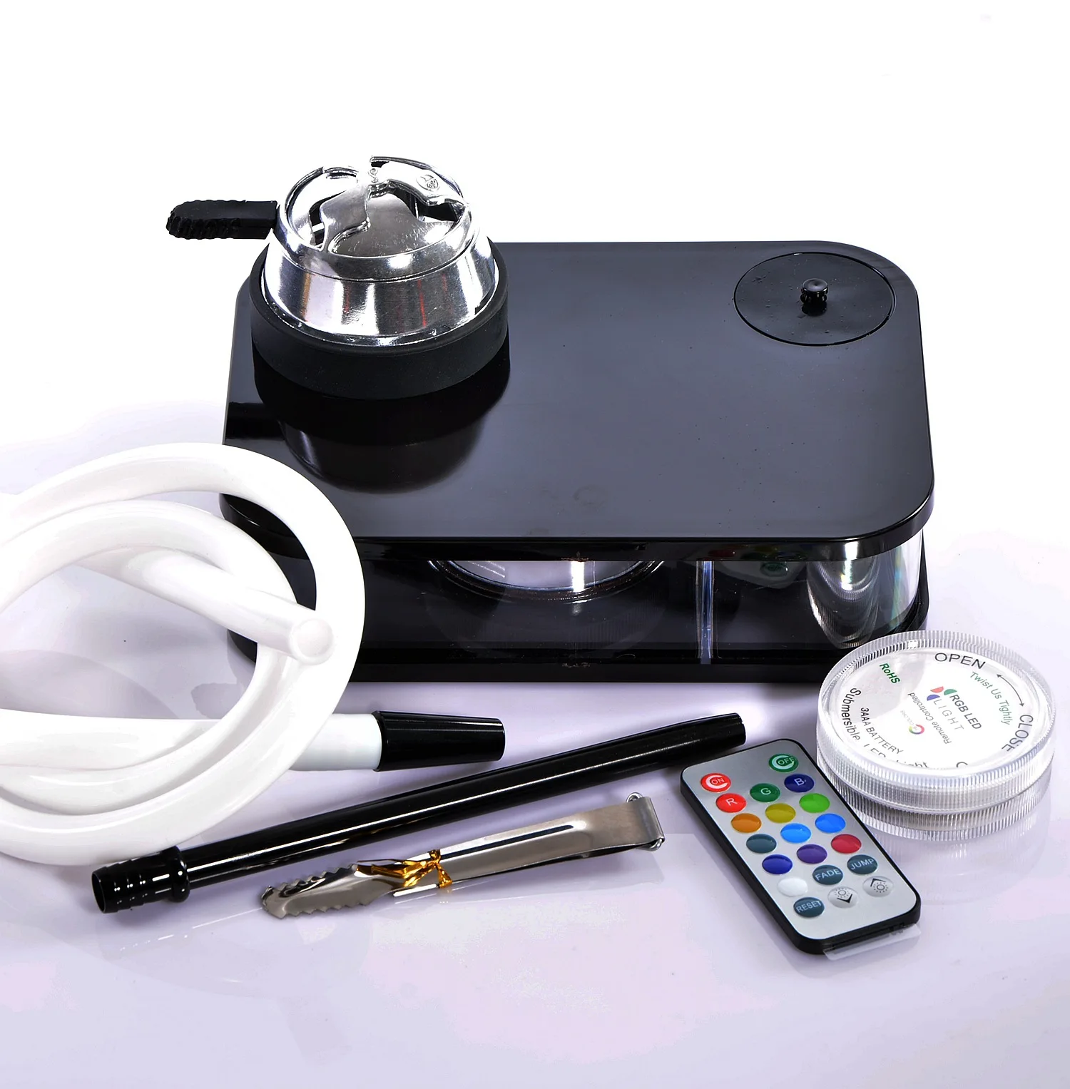 

Arab Square Box Hookah Sets With Led Lamp Portable Acrylic Hookah Shisha Include Shisha Bowl Silicone Silicone Pipe