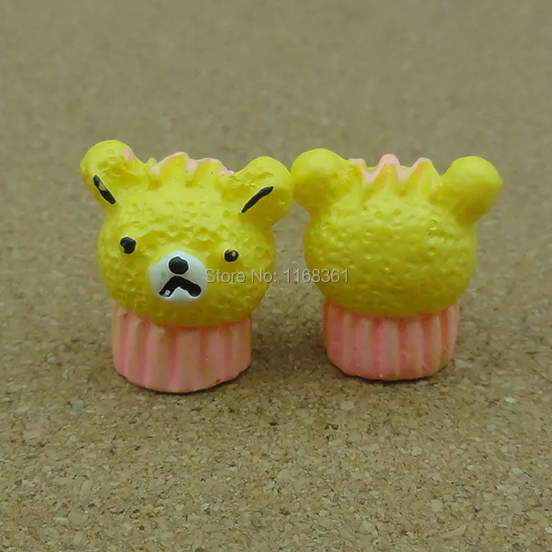 1pcs resin yellow bear plate cake 15mm Cabochons Scrapbooking Hair Bow Center Card Frame Making Craft DIY B010-2