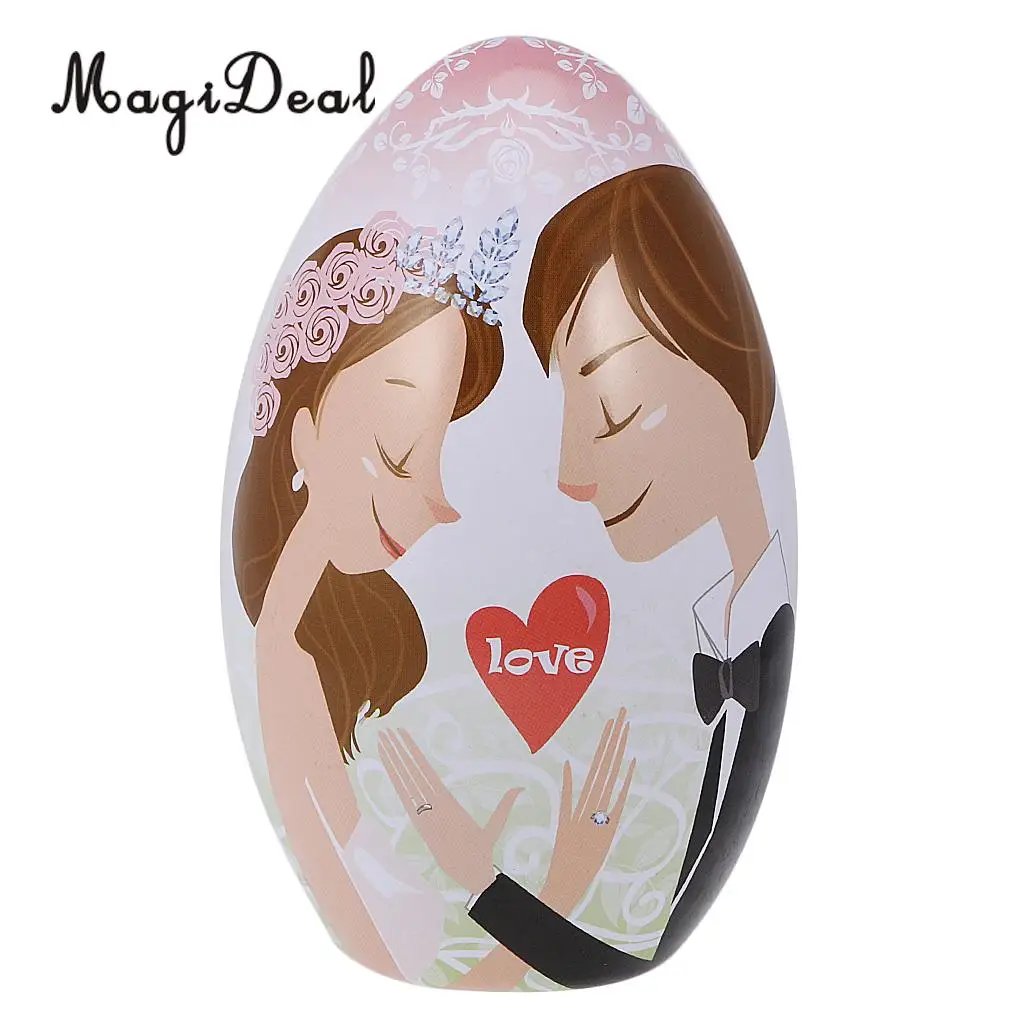 

MagiDeal Metal Easter Egg Shape Money Box / Candy Storage Tin Box Tea Cookies Seeds Organizer Storage Case Home Decor Gift