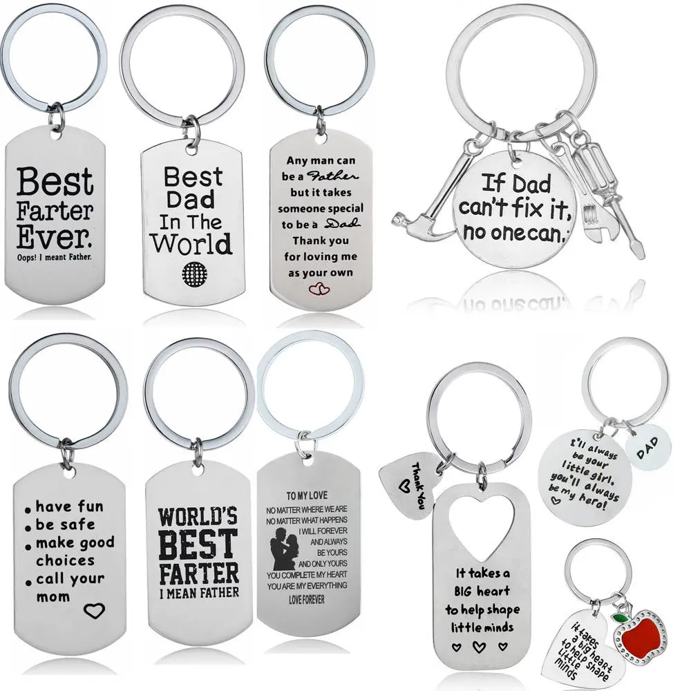 

Stainless Steel Pendant Gifts For Mom Dad Son Lover Keyring Keychains Key Chain Ring Family Best Friends Present Friendship