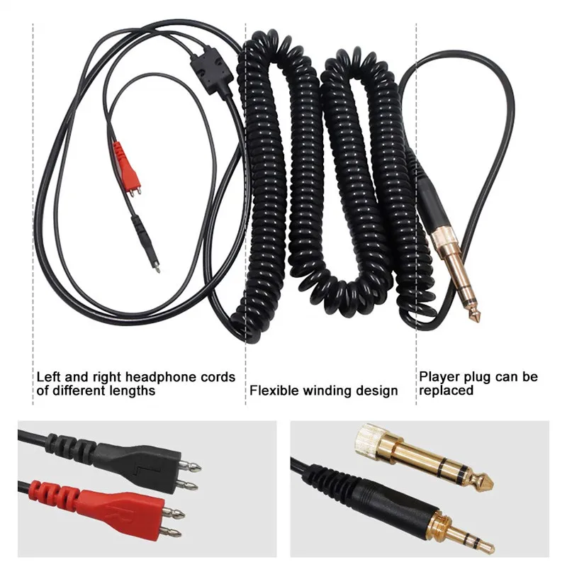 SHELKEE Extension Spring Relief Coiled Audio Cable for Sennheiser HD25 HD25 1 II HD25 C HD650 HD 480 HD 25 HD600 Headphone