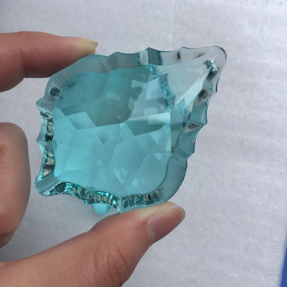 

50Pcs 76mm Crystal Maple Leaf Pendants Chandelier And Curtain Crystal Accessories Lt.aquamarine Color