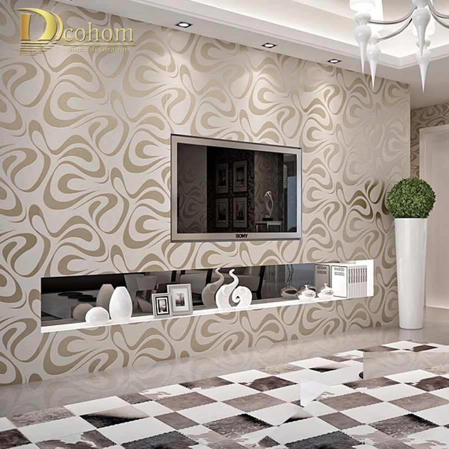 Hohe qualität vlies 3d geprägte beflockung geometrische muster designs tapete wohnzimmer schlafzimmer dekoration wand papier r547