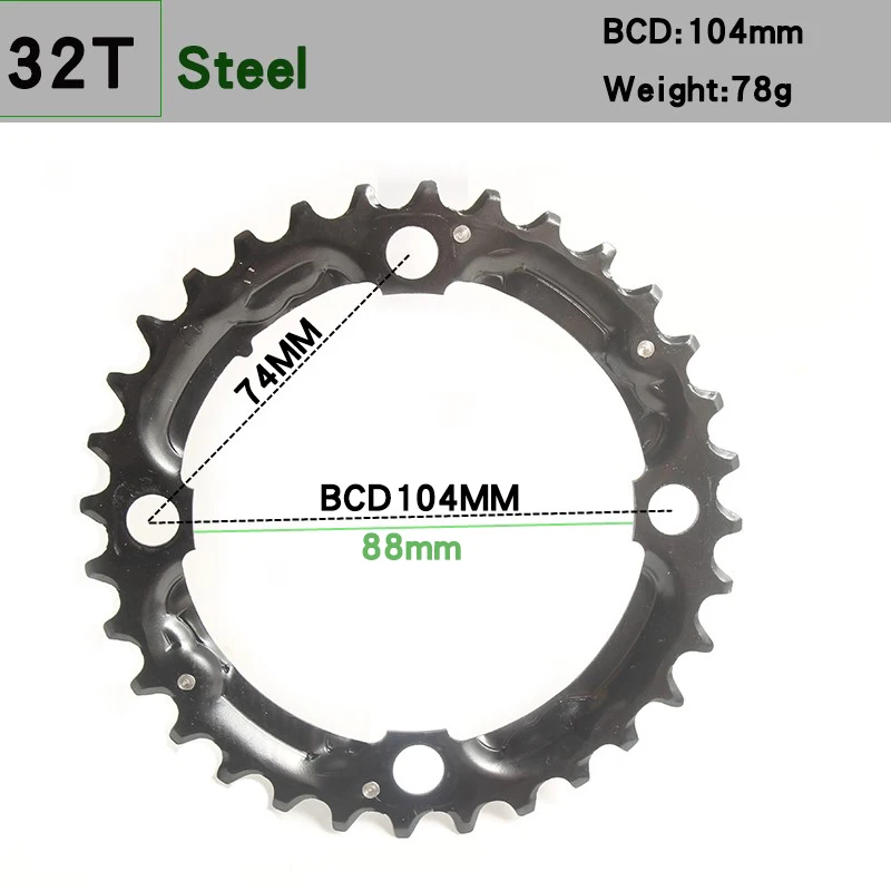 Велосипедная передняя Звездочка шатун зуб пластина BCD104 22T 24T 32T 42T 44T Велоспорт сталь Сверхлегкий Кривошип Звездочка аксессуары