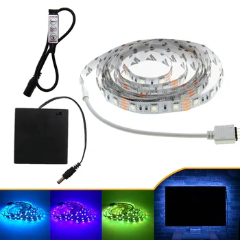

LED Strip SMD 5050 5V IP20/ IP65 Waterproof Tape Lighting DIY Home Decorative Lamp With Battery Box RGB/White/Warm White