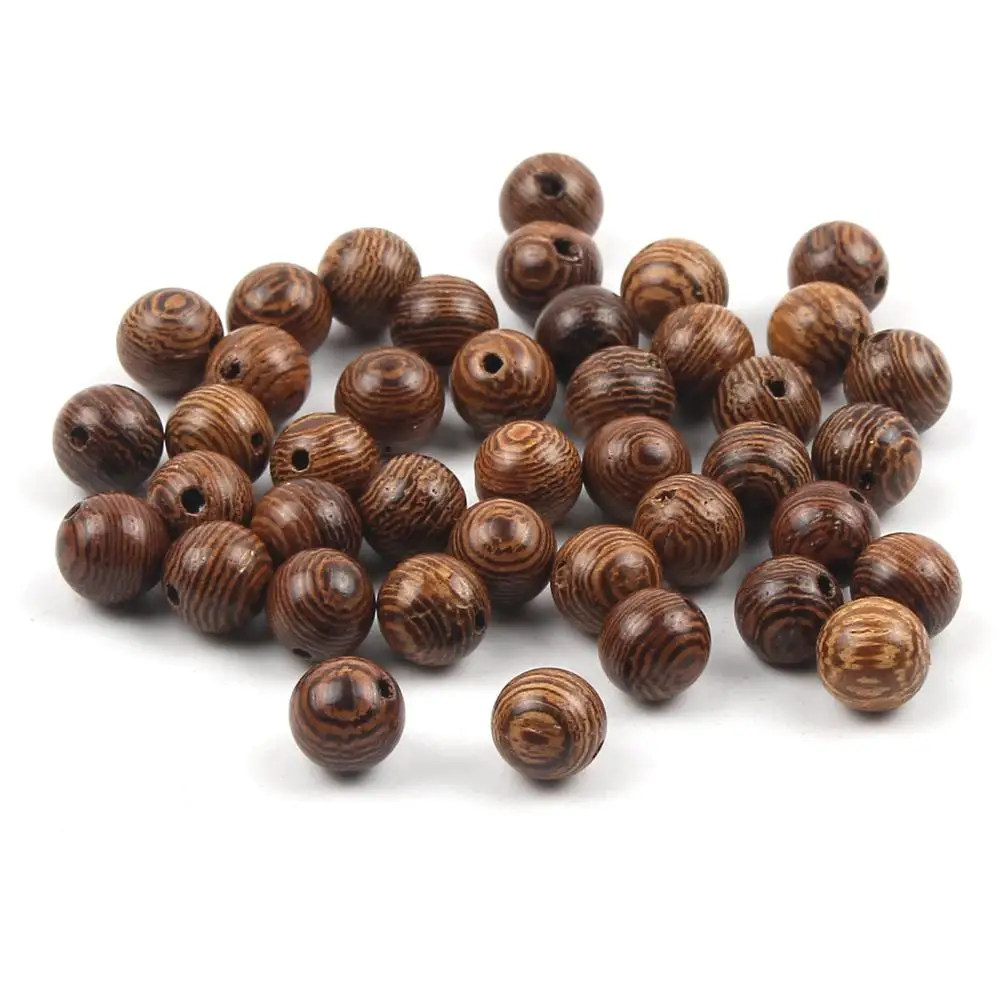 

100pcs Natural Round Wooden Beads DIY Brown Striped Beads Crafts Handmade Children's Bracelets Necklace Jewelry Accessories