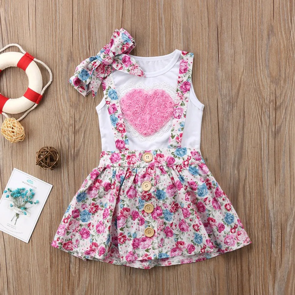 Платье без рукавов с цветочным принтом для маленьких детей; комбинезон; Одинаковая одежда для сестры