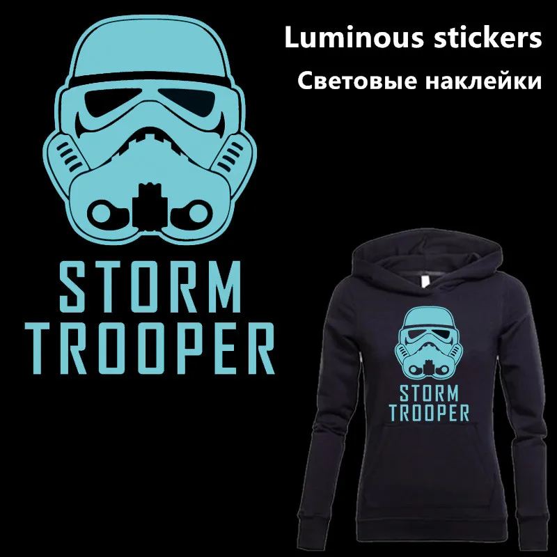 

Star Wars STORM TROOPER Luminous stickers 31*21.5cm Iron On Patches For Clothes DIY Decoration T-shirt Hoodies Appliques