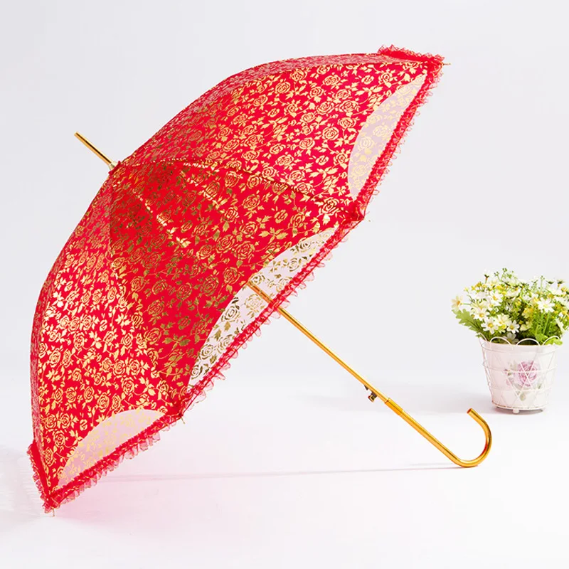 Photo Prop Red Bride Umbrella 23 inch High grade Gold Foil Red Umbrella Bridesmaids Umbrella