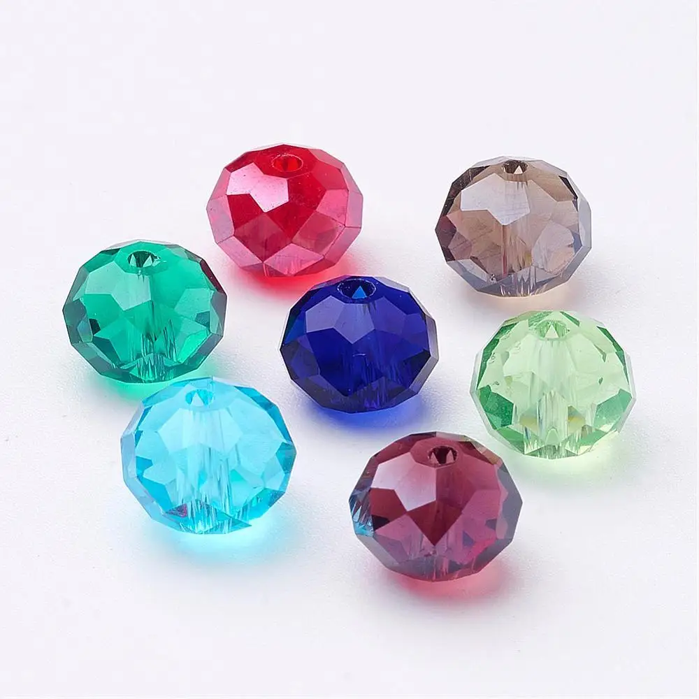 

144pcs Mixed Color Faceted Abacus Crystal Suncatcher Glass Beads for Jewelry Making DIY 10x7mm, Hole: 1mm