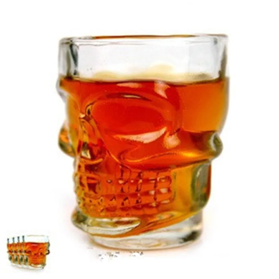 

DUOLVQI 4PCS/SET Transparent Skull Head Vodka Cup Skull Head Bottles Wine Glass Cup Set for Whiskey Home Bar Drinking Ware