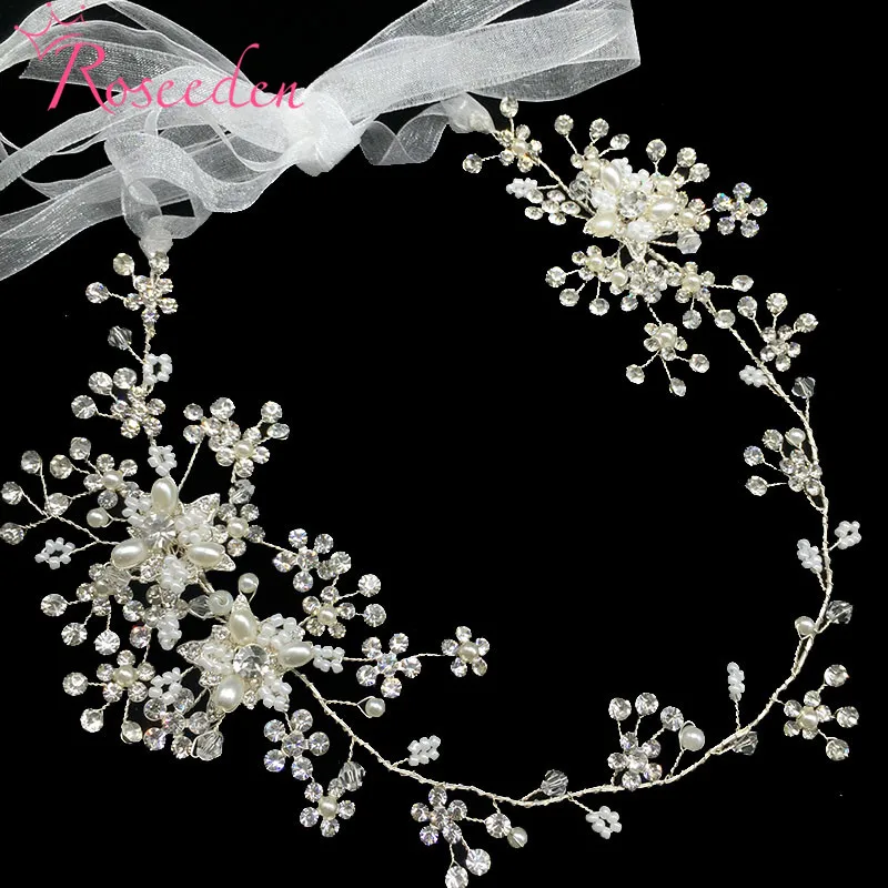 

Handmade Sweet Crystals Pearls Flower Wedding Headband Bridal Hair Vine Hair Accessories Bridesmaids Hair ornaments RE763