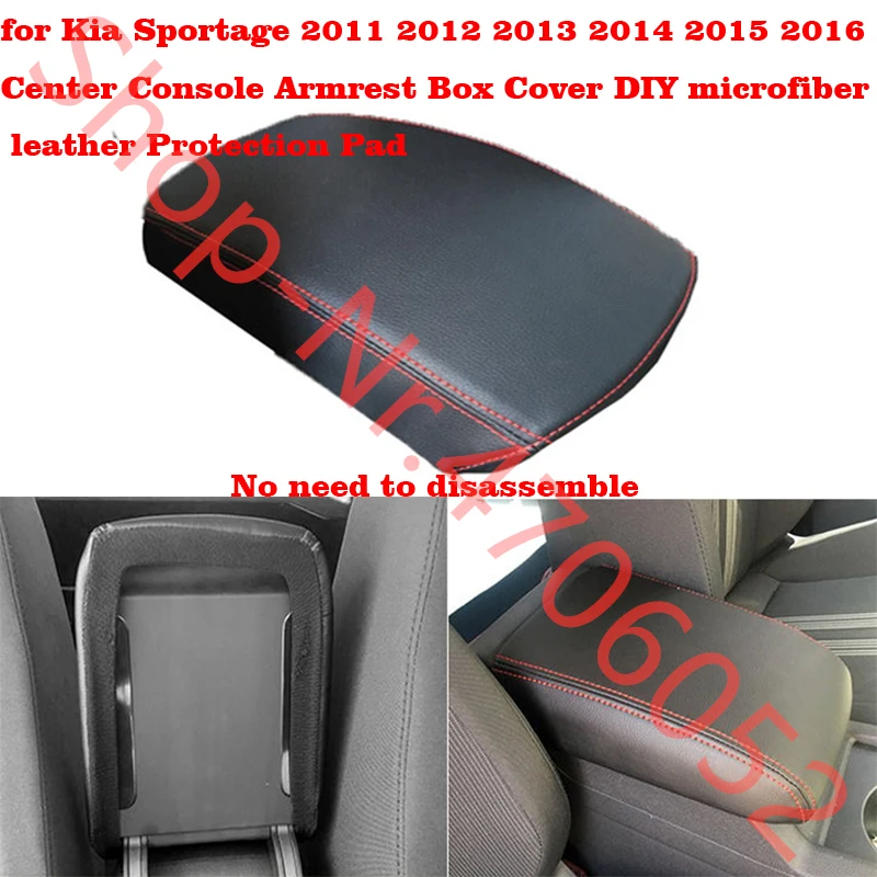 

for Kia Sportage 2011 2012 2013 2014 2015 2016 Center Console Armrest Box Cover DIY microfiber leather Protection Pad