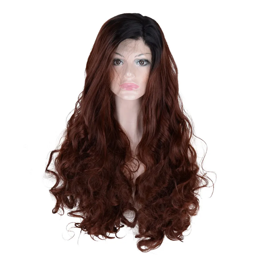 StrongBeauty Lace Front Wig Black/Auburn Dark roots Long