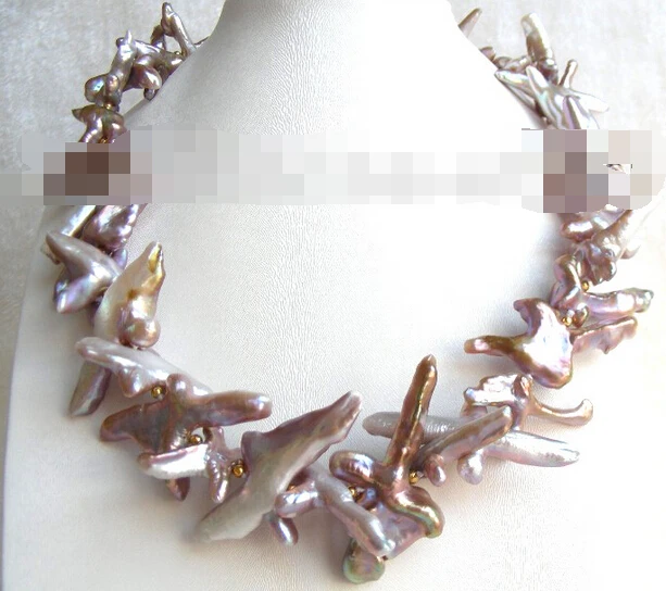 

0002040 STUNNING 40mm purple baroque nautral pearls necklace