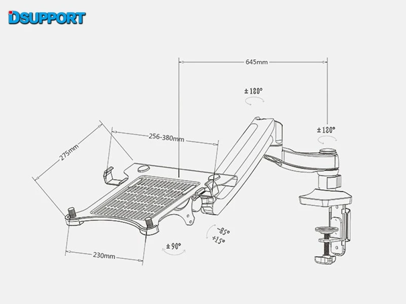 Loctek D5F Настольный полный движения газовая пружина двойного назначения 10-15.6 'держатель для ноутбука+ 10-27 дюймов монитор держатель кронштейн