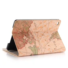 Hot Untra-thin Fashion Map Tablet Cover Case for Ipad Mini 4 Wallet Style Flip Bracket Leather Sleeve Auto Wake/Sleep Dec26