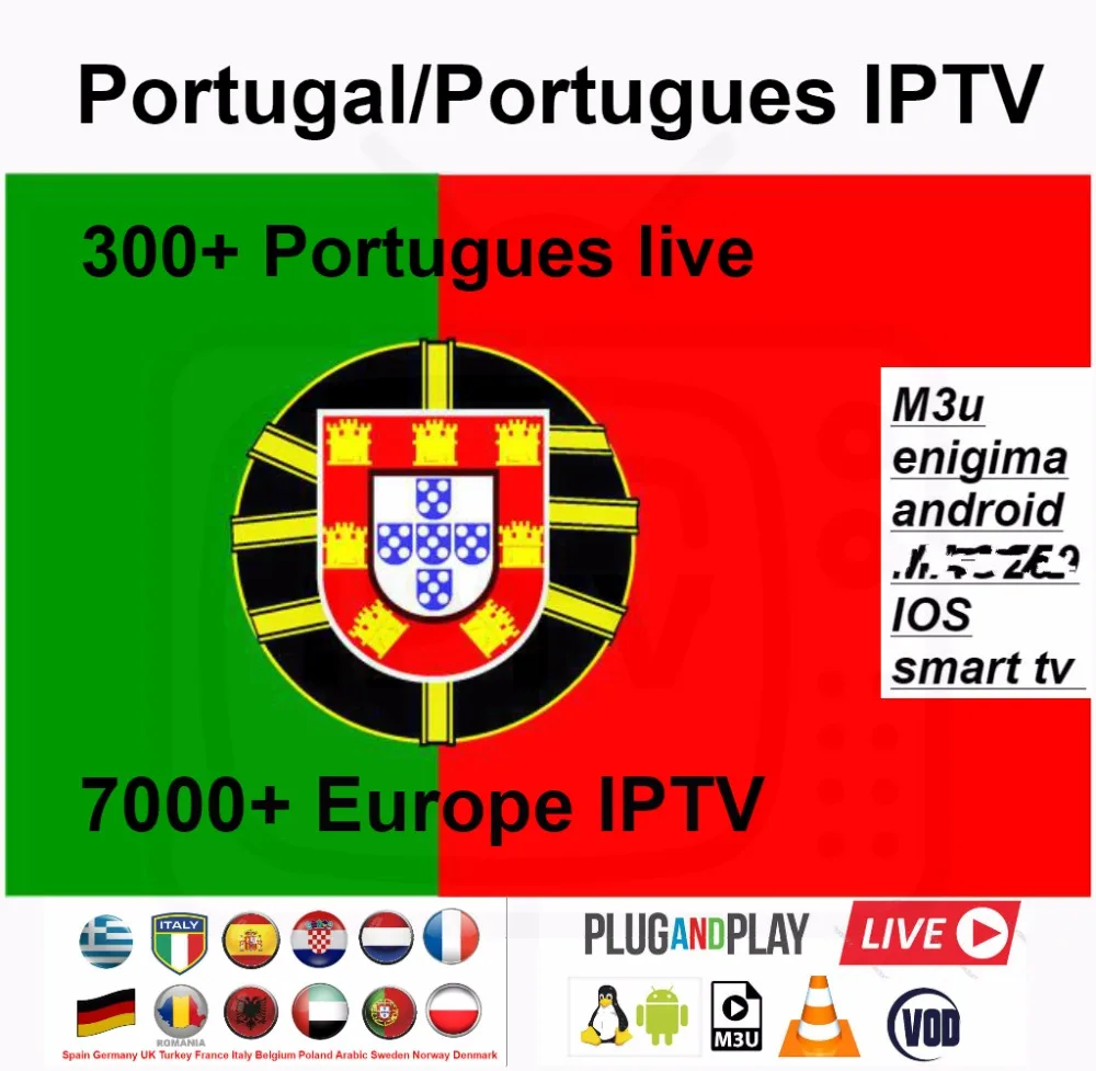 300+ Португалия/Portugais IPTV 7000+ Европа live/vod consule italy Германия, Франция, Испания, голландский Футбол для взрослых M3U Android