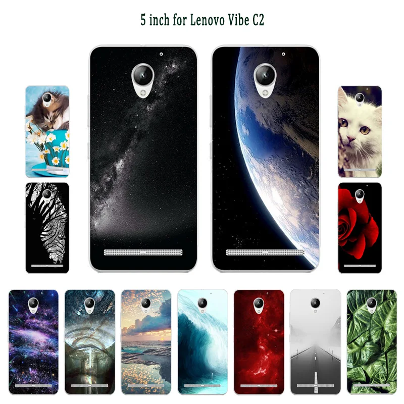 

5.0" for Lenovo Vibe C2 Soft Silicone TPU Case for Lenovo Vibe C2 K10A40 Case Sleeping Painted Protector For Lenovo C2 Coque