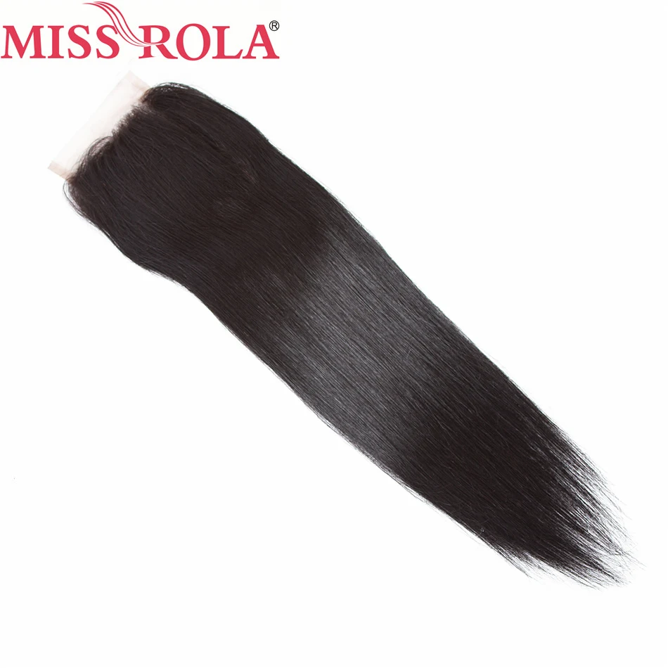 Miss Rola волосы перуанские прямые 100% человеческие 4*4 Кружева Закрытие 10 20 дюймов 1 шт.