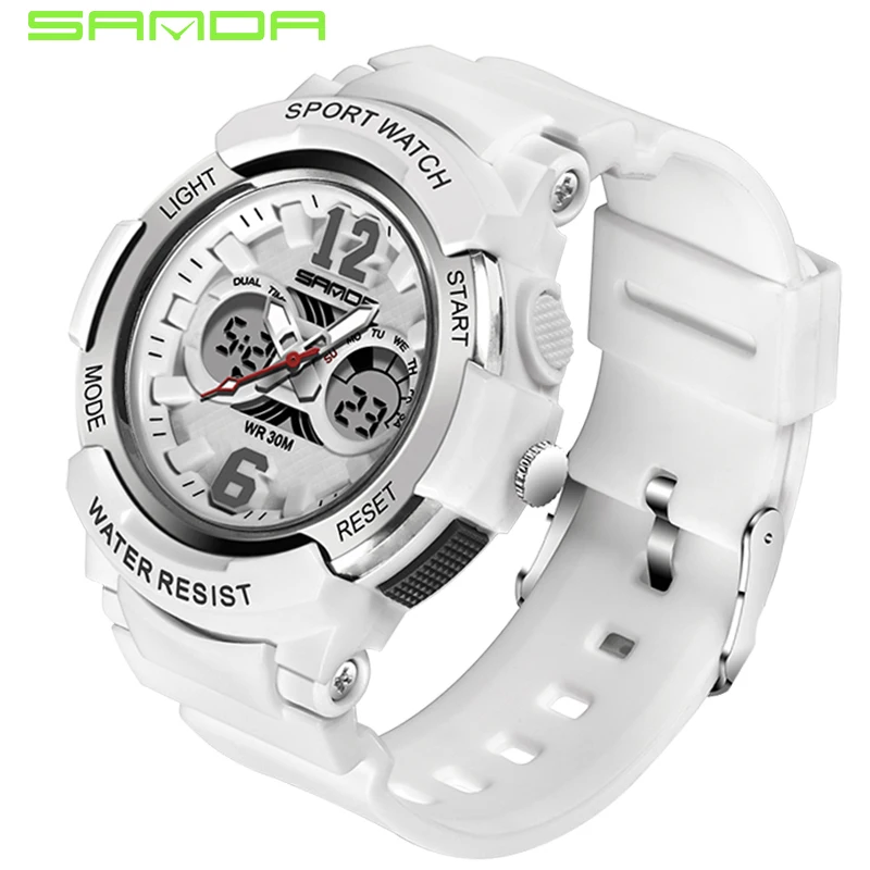 

SANDA Top White Women Sports Watches Women Waterproof Ladies Jelly Watches Rosegold Swimming reloj mujer relogio feminino 2019