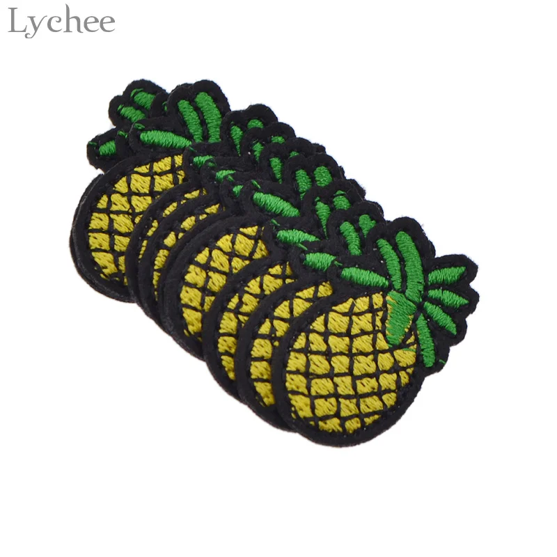 Lychee 10 шт./лот вышитые ананасы нашивки для одежды термоклейкие сделай сам
