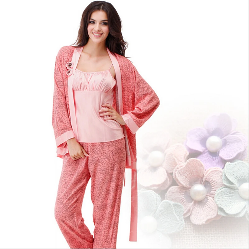 3PC Womens Pajamas Set Long Sleeve Women Pajamas Autumn