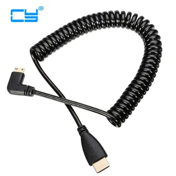 

HDMI to Right Angle Mini HDMI Spring Curl Flexible Cable V1.4 hdmi cable for Camera Tablet PC & Mobile phones DSLR 0.5M TO 2M