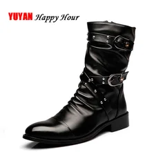 Г., осенне-зимние ботинки из натуральной кожи Мужская Зимняя обувь высокие модные мужские мотоботы ZHK196