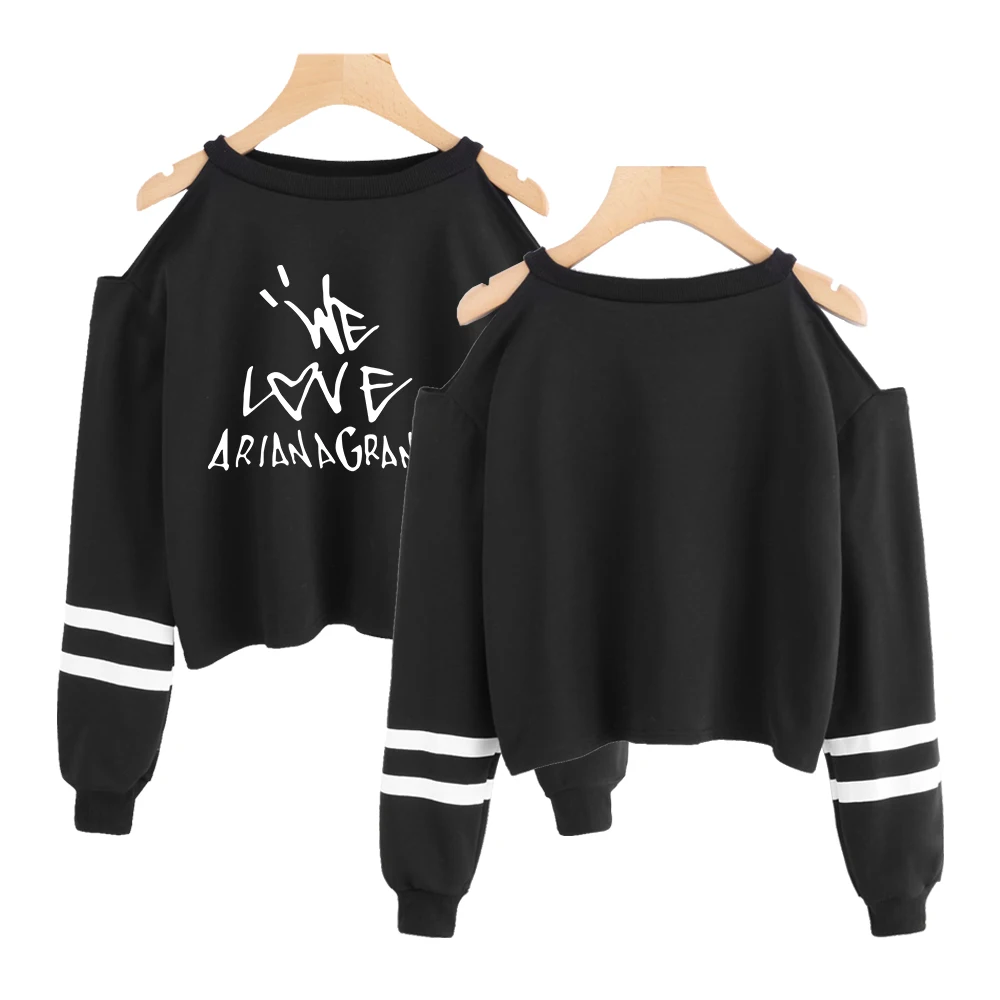 

Ariana Grande Autumn New 2019 Off Shoulder Crop Top T Shirts Hot Sale Long Sleeve Short T-shirts For Women Clothing Slim T-shirt