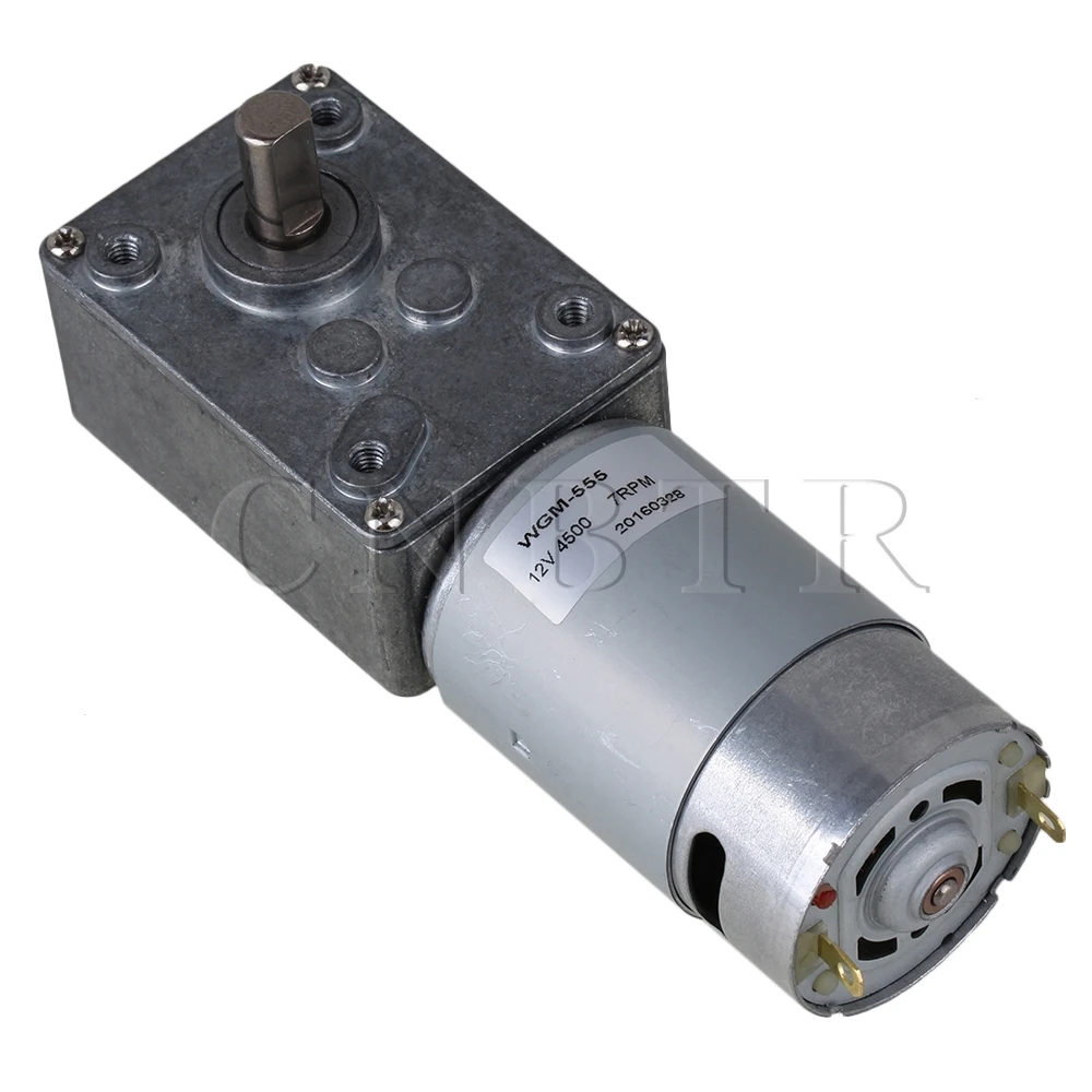 CNBTR DC 12 V 7RPM Low Speed Electric DC Worm Gear Motor High Power WGM-555